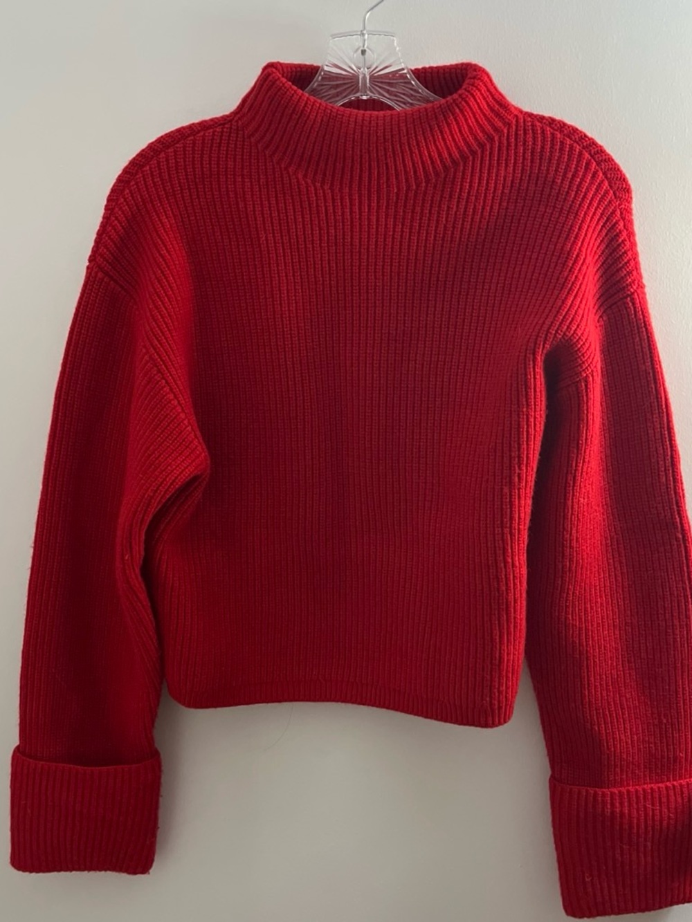 Mango Red Ribbed Turtleneck Sweater